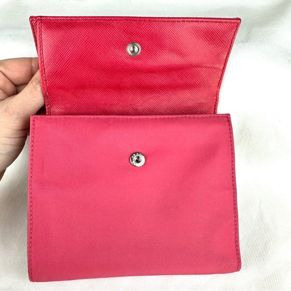 Prada watermelon pink nylon compact wallet on chain crossbody bag - Picture 3 of 15